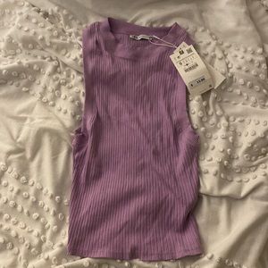 purple tank top from zara in size small